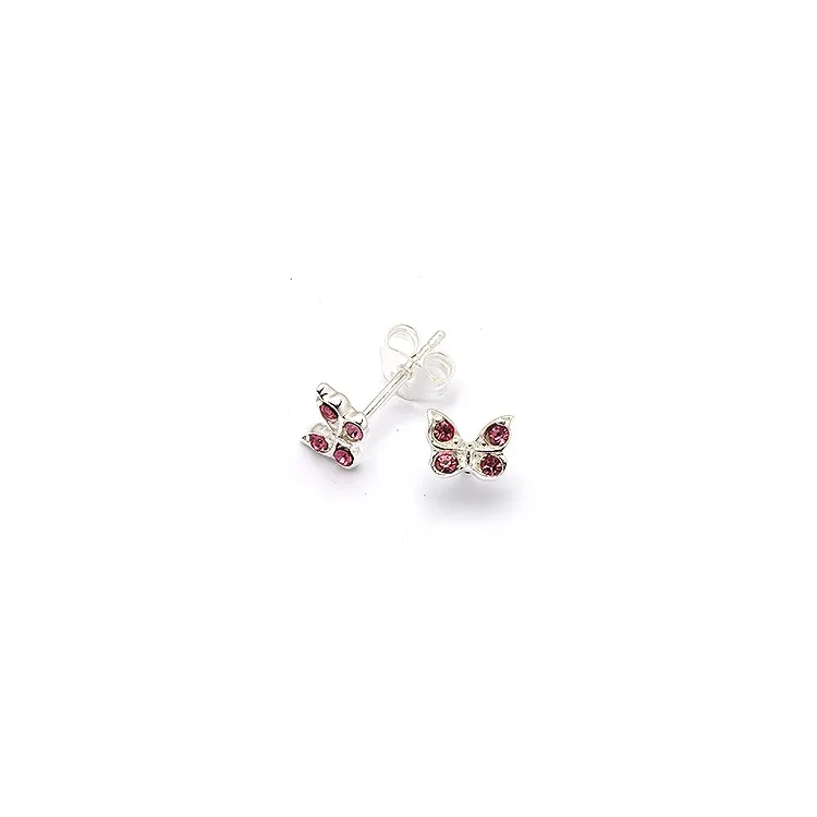 Scrouples sommerfugl øreringe i sølv pink zirkon