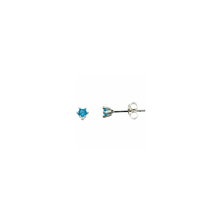 3 mm scrouples runde øreringe i sølv blå zirkoner
