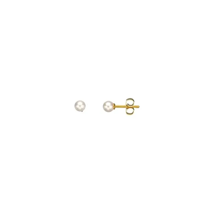 4 mm Scrouples runde hvide perle øreringe i 8 karat guld