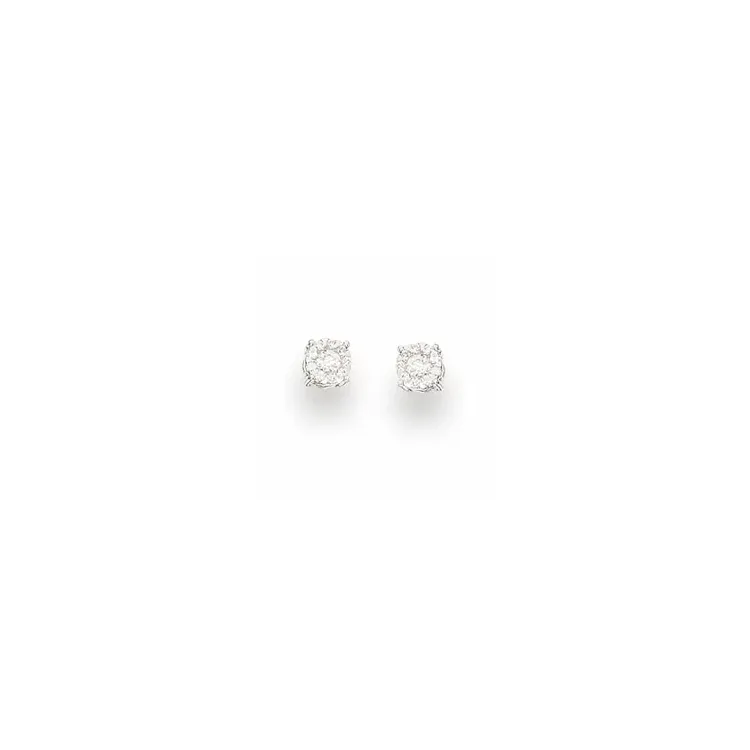 4 mm scrouples runde øreringe i rhodineret sølv hvide zirkoner