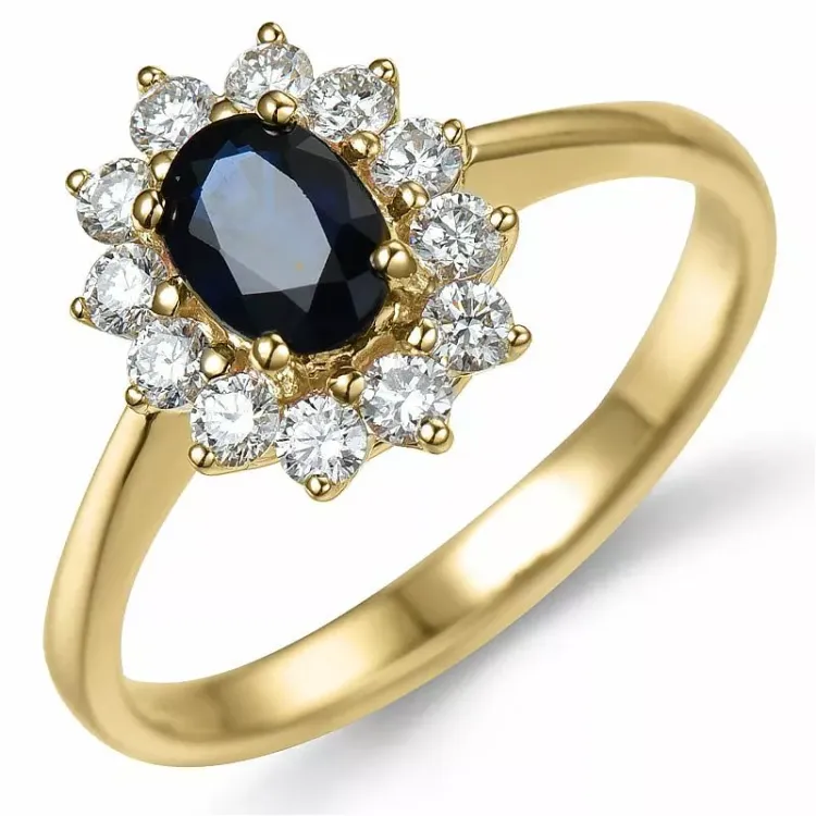 safir rosetring i 14 karat guld 0,55 ct 1,00 ct