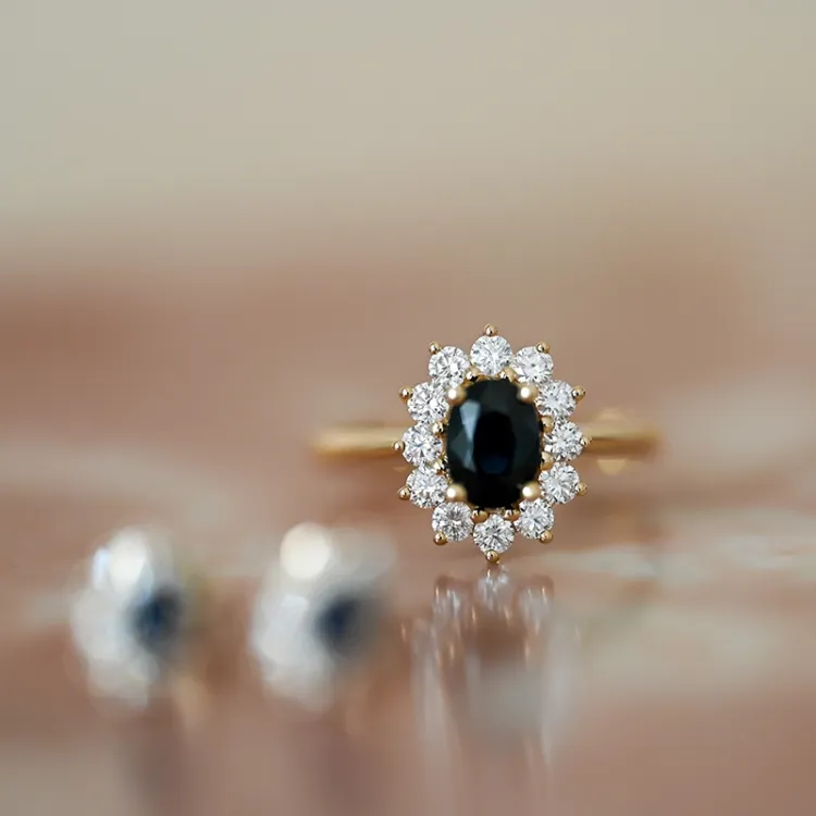 safir rosetring i 14 karat guld 0,55 ct 1,00 ct