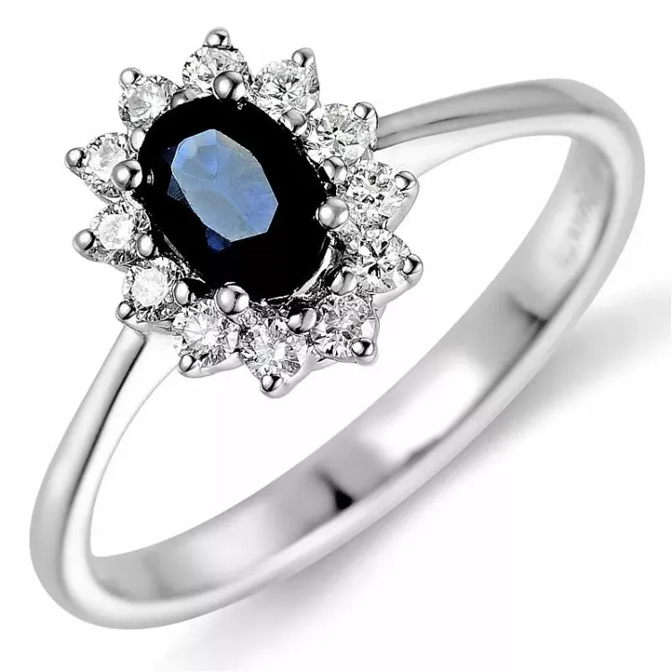 safir rosetring i 14 karat hvidguld 0,26 ct 0,65 ct