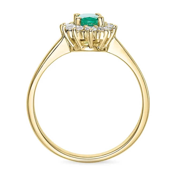 smaragd rosetring i 14 karat guld 0,26 ct 0,47 ct