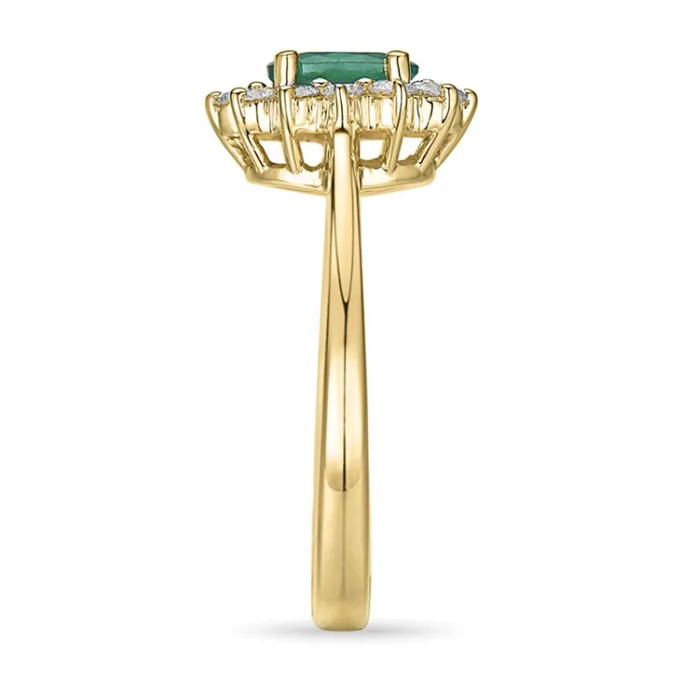 smaragd rosetring i 14 karat guld 0,26 ct 0,47 ct