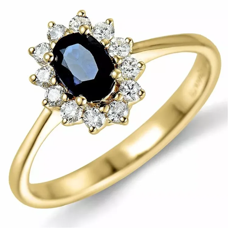 safir rosetring i 14 karat guld 0,26 ct 0,65 ct