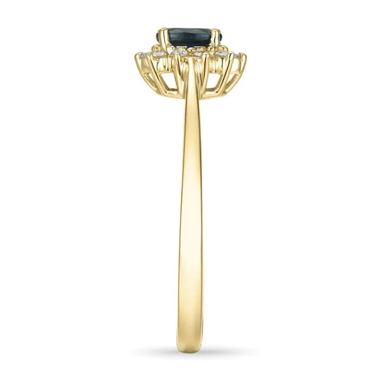 safir rosetring i 14 karat guld 0,11 ct 0,35 ct