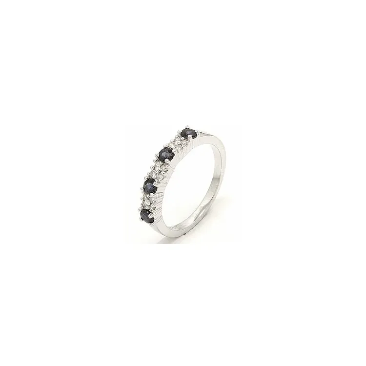 safir diamantring i 14 karat hvidguld 0,12 ct 