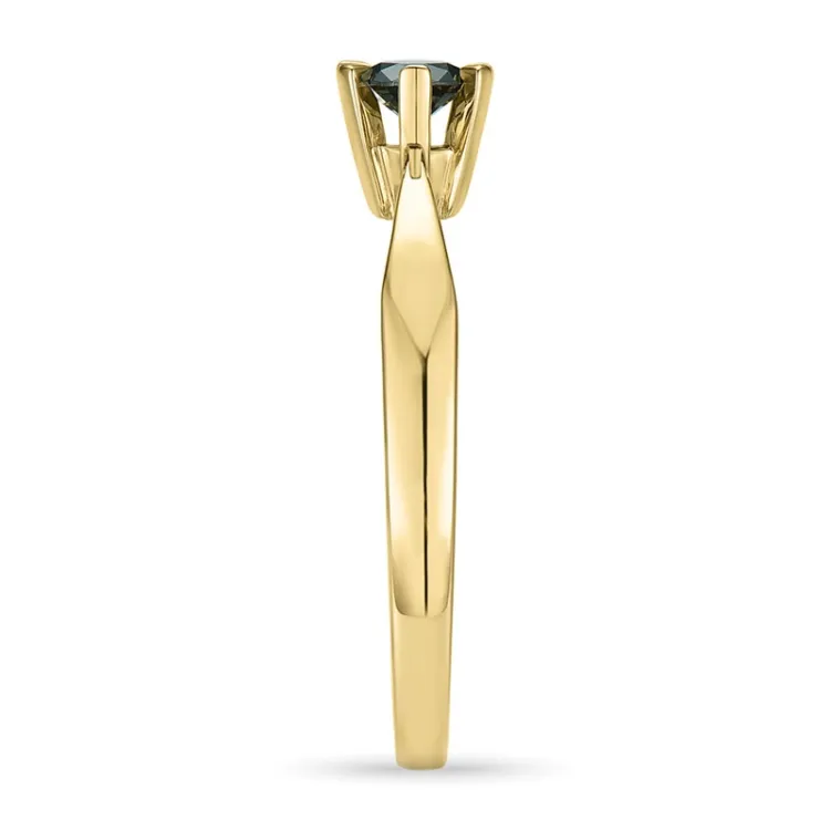 0,20 ct sort diamant solitairering i 14 karat guld 0,20 ct