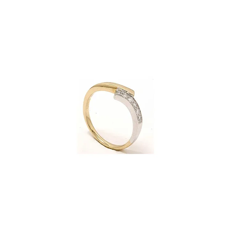 abstrakt diamant ring i 14 karat guld.- og hvidguld 0,15 ct