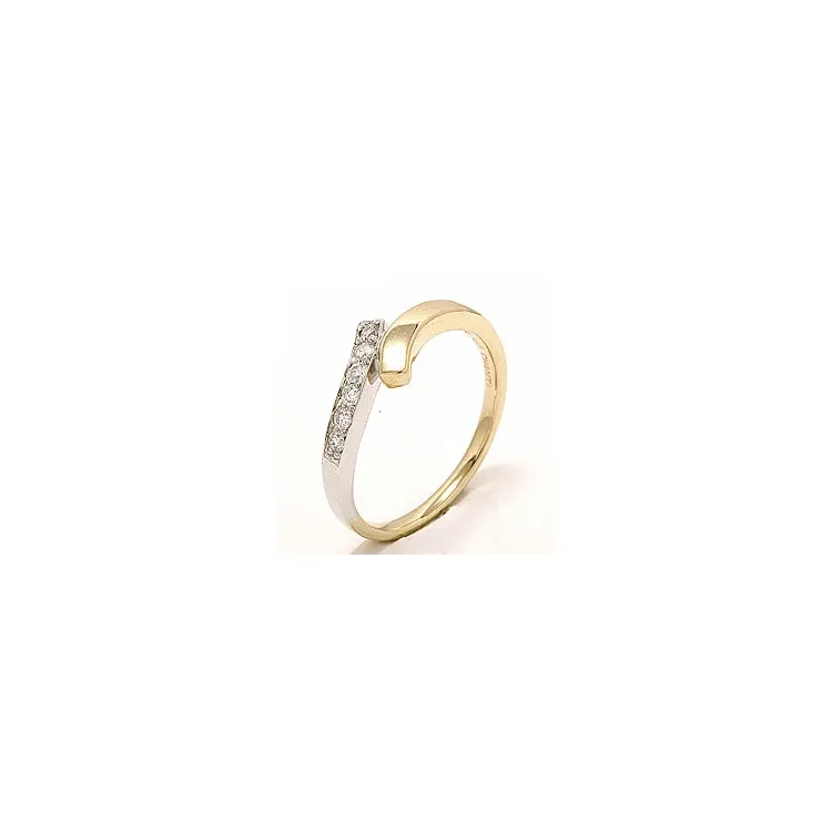 abstrakt diamant ring i 14 karat guld.- og hvidguld 0,15 ct
