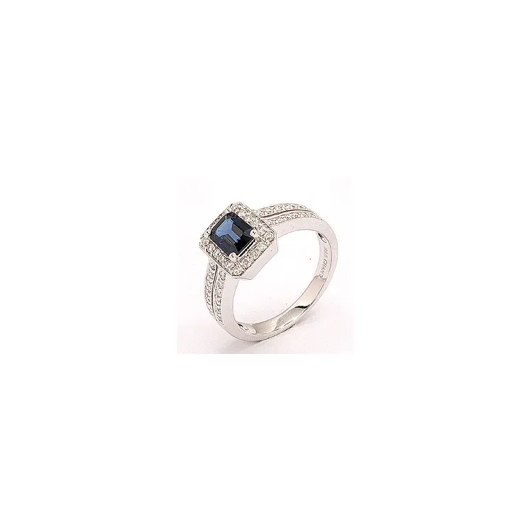blå safir ring i 14 karat hvidguld 0,43 ct 1,05 ct
