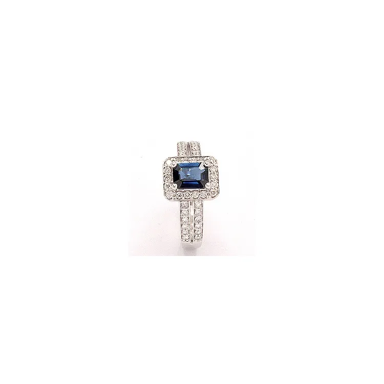 blå safir ring i 14 karat hvidguld 0,43 ct 1,05 ct
