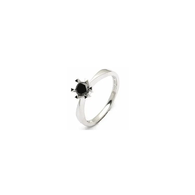 0,30 ct sort diamant solitairering i 14 karat hvidguld 0,32 ct