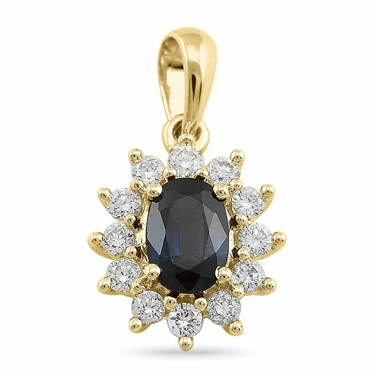 safir rosetvedhæng i 14 karat guld 0,26 ct 0,65 ct