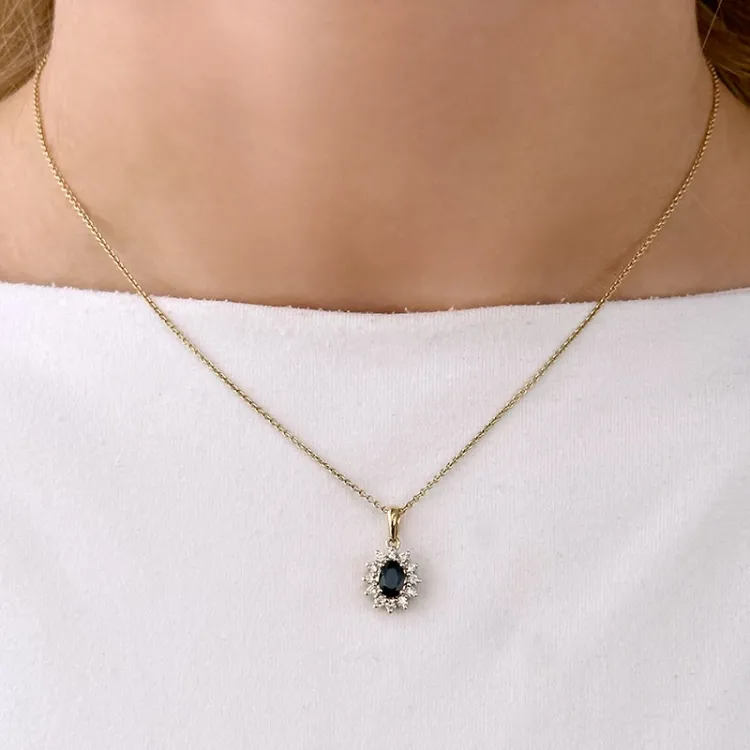 safir rosetvedhæng i 14 karat guld 0,26 ct 0,65 ct