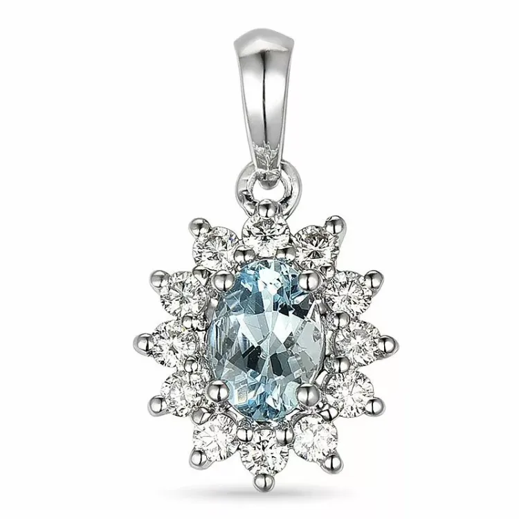 Rosetvedhæng i 14 karat hvidguld 0,26 ct 0,42 ct