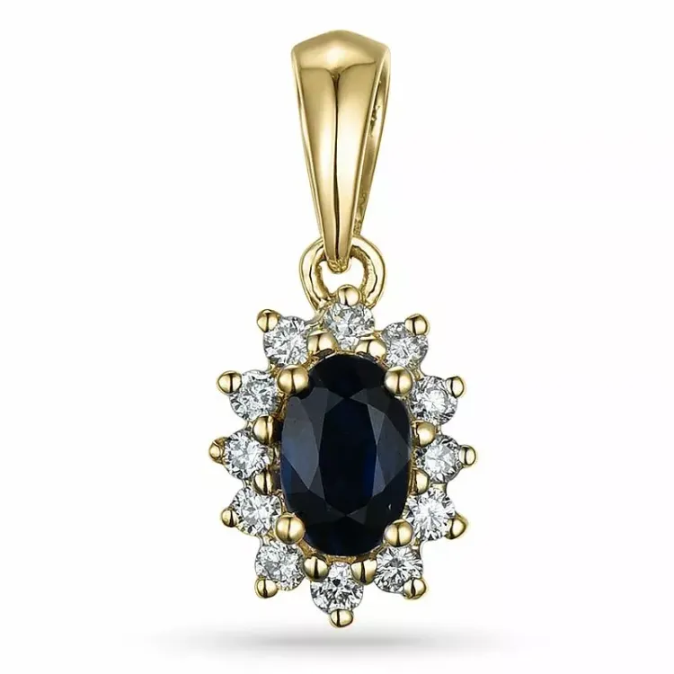 safir rosetvedhæng i 14 karat guld 0,10 ct 0,35 ct