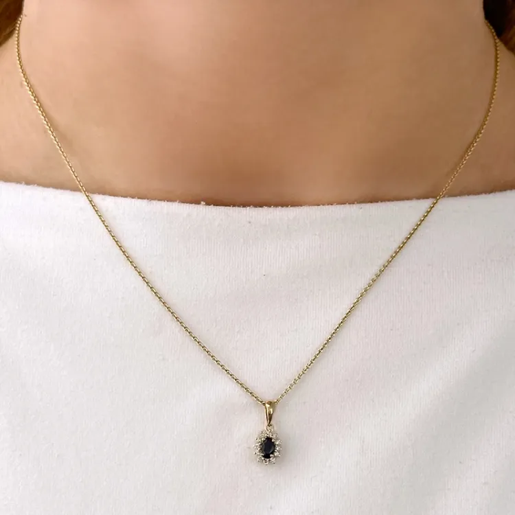 safir rosetvedhæng i 14 karat guld 0,10 ct 0,35 ct