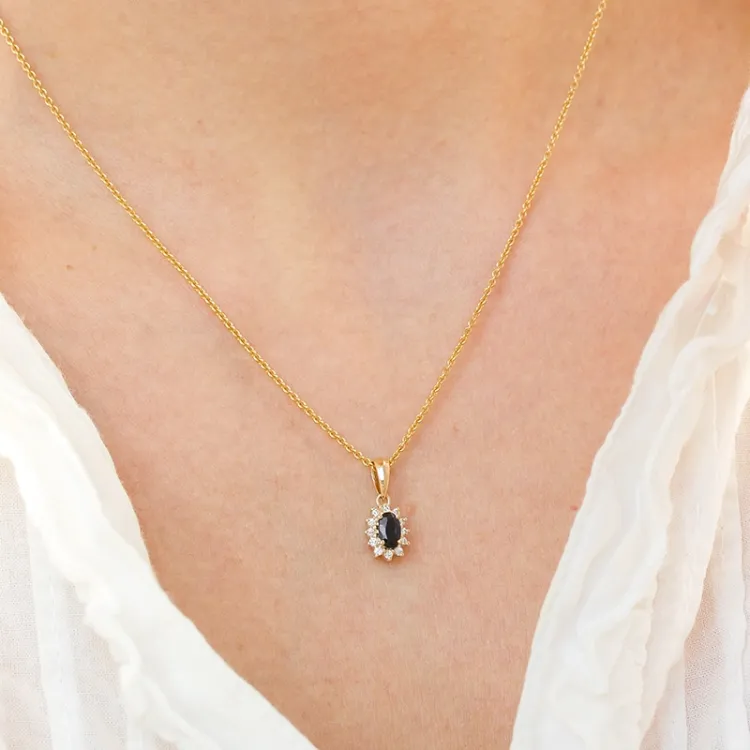 safir rosetvedhæng i 14 karat guld 0,10 ct 0,35 ct