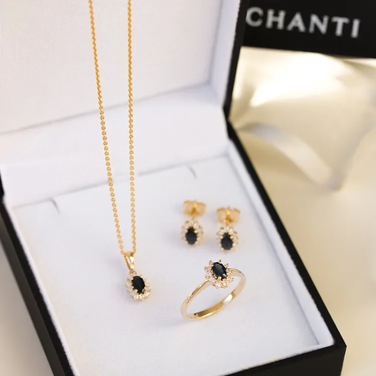 safir rosetvedhæng i 14 karat guld 0,10 ct 0,35 ct