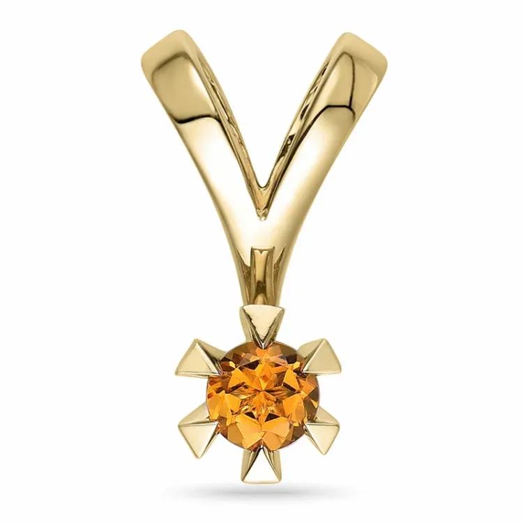 orange citrin solitairevedhæng i 14 karat guld 0,25 ct
