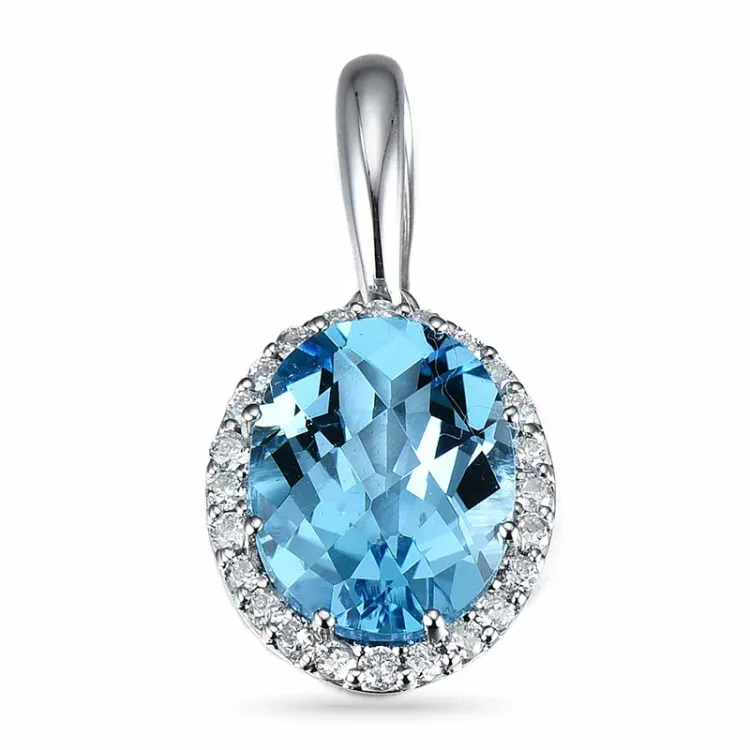 topas vedhæng i 14 karat hvidguld 0,12 ct 3,0 ct