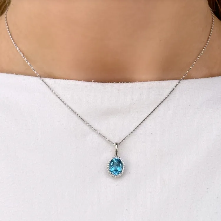 topas vedhæng i 14 karat hvidguld 0,12 ct 3,0 ct