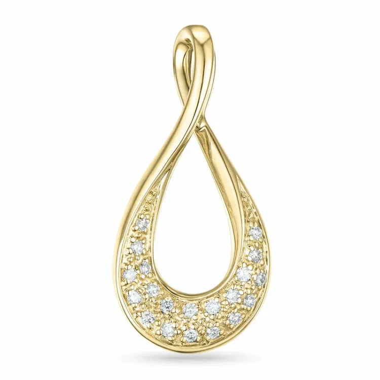 Dråbeformet diamantvedhæng i 14 karat guld 0,13 ct