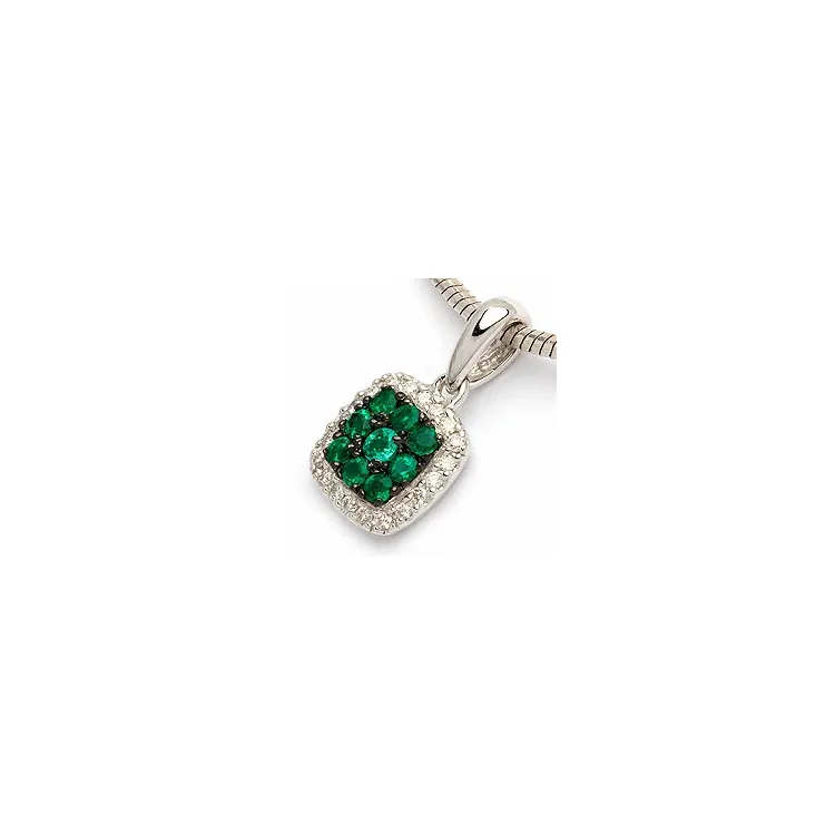 smaragd vedhæng i 14 karat hvidguld 0,10 ct 0,29 ct