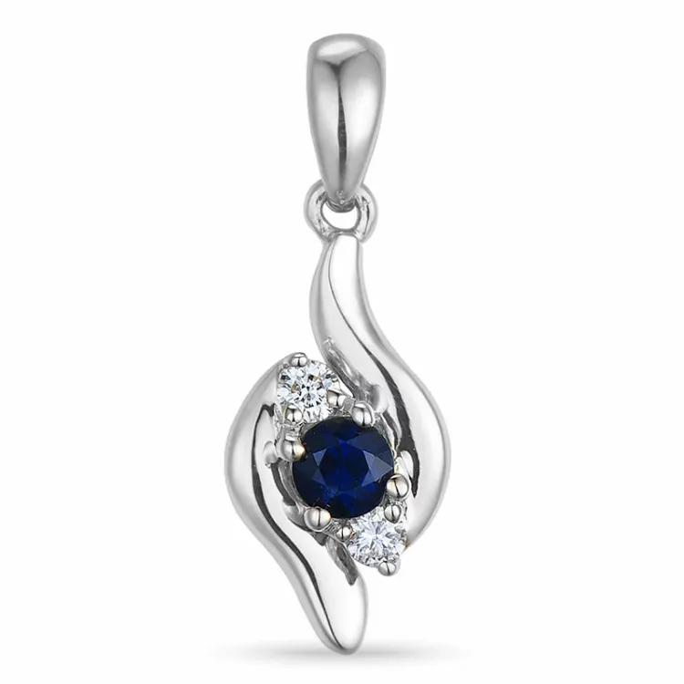 safir vedhæng i 14 karat hvidguld 0,05 ct 0,16 ct