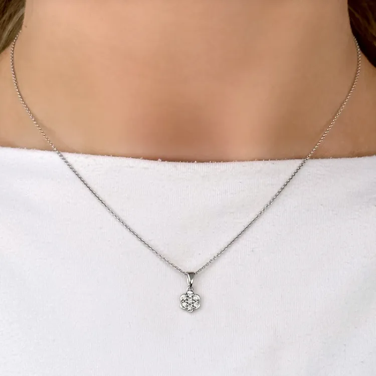 blomster diamant blomstervedhæng i 14 karat hvidguld 0,15 ct