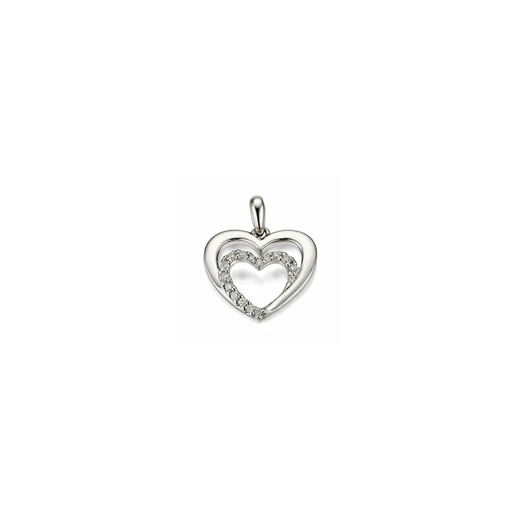 hjerte brillant vedhæng i 14 karat hvidguld 0,12 ct