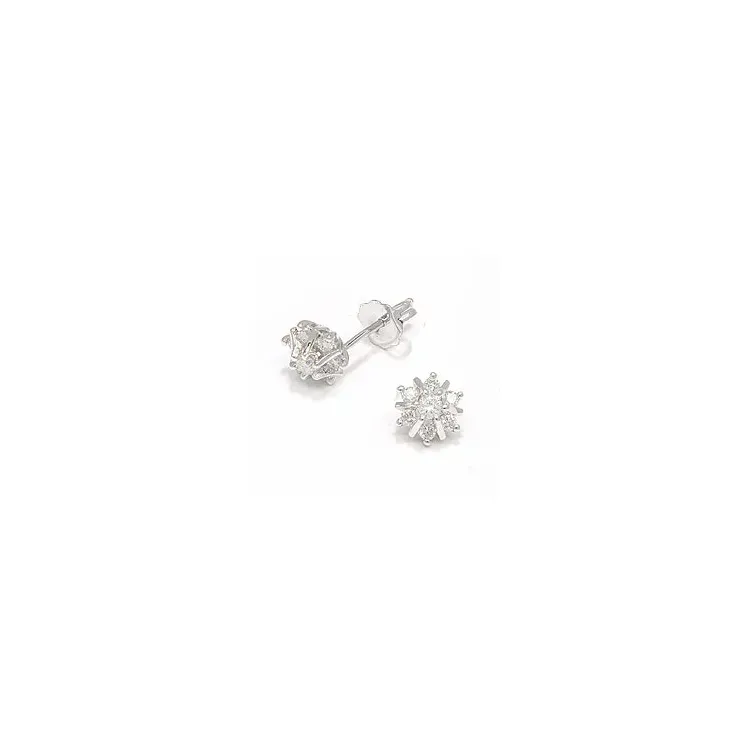 blomster diamant øreringe i 14 karat hvidguld med diamant