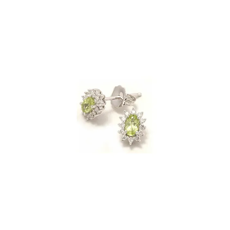 Peridot rosetørestikker i 14 karat hvidguld med diamanter og peridoter 