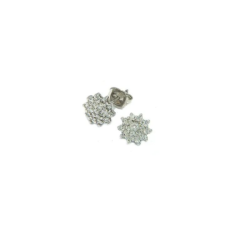 blomster diamantøreringe i 14 karat hvidguld med diamant 