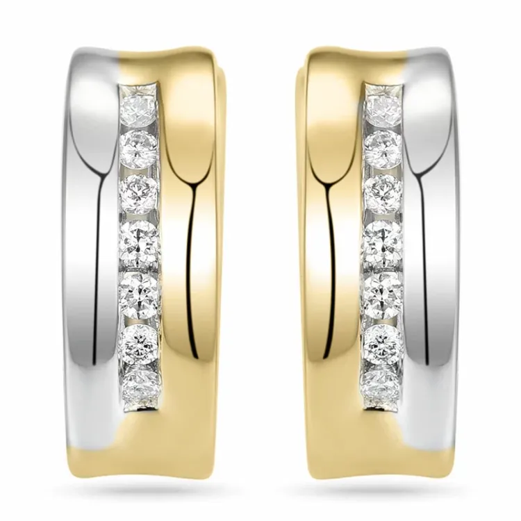 14 mm diamant creoler i 14 karat guld med diamant 