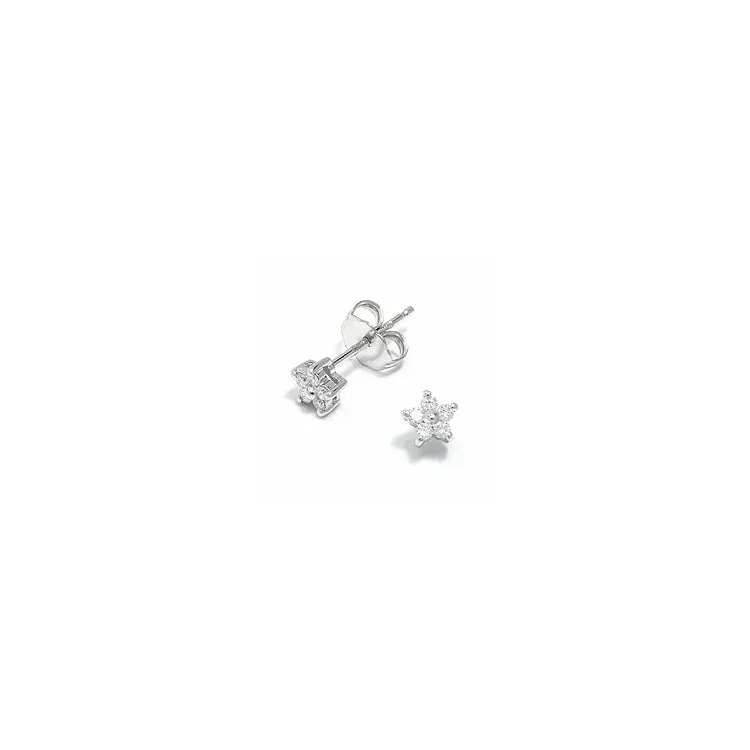 blomster diamant ørestikker i 14 karat hvidguld med diamant