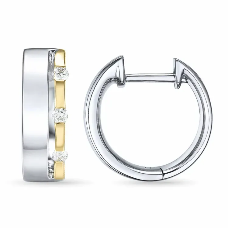 13 mm diamant creoler i 14 karat hvidguld med diamant 