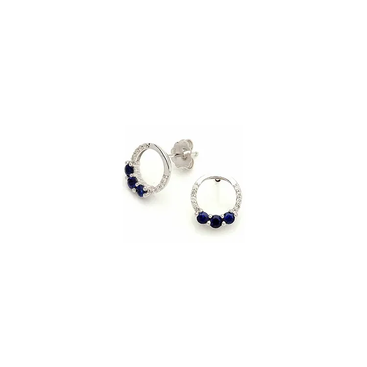 Safir ørestikker i 14 karat hvidguld med diamanter og safirer 