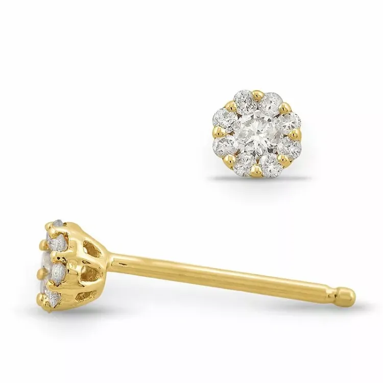 blomster diamant diamantøreringe i 14 karat guld med diamant