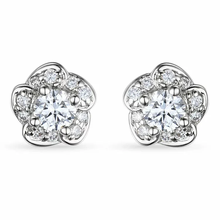 blomster hvidguld brillantøreringe i 14 karat hvidguld med diamant