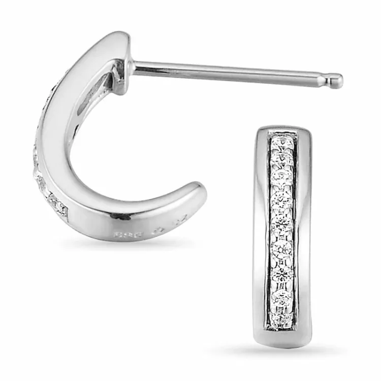 Halvcreoler i 14 karat hvidguld med diamanter