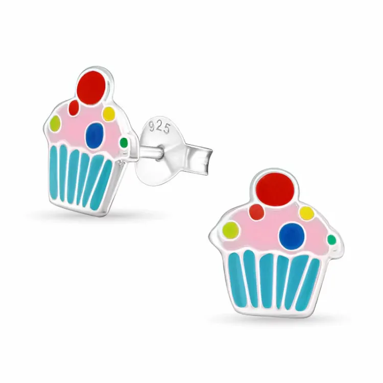 cup cake øreringe i sølv - Little Ones