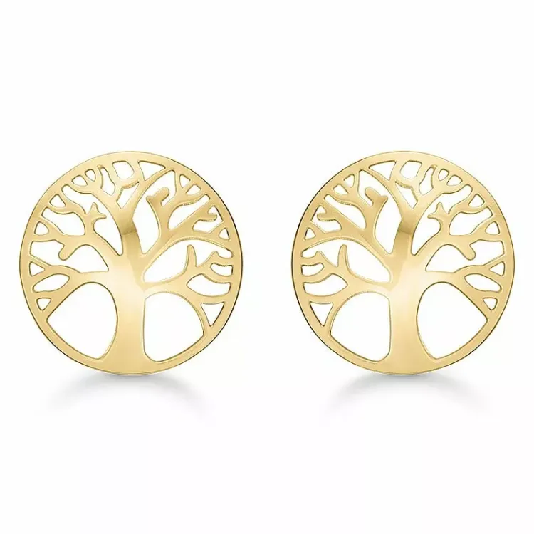 10 x 10 mm livets træ ørestikker i 8 karat guld