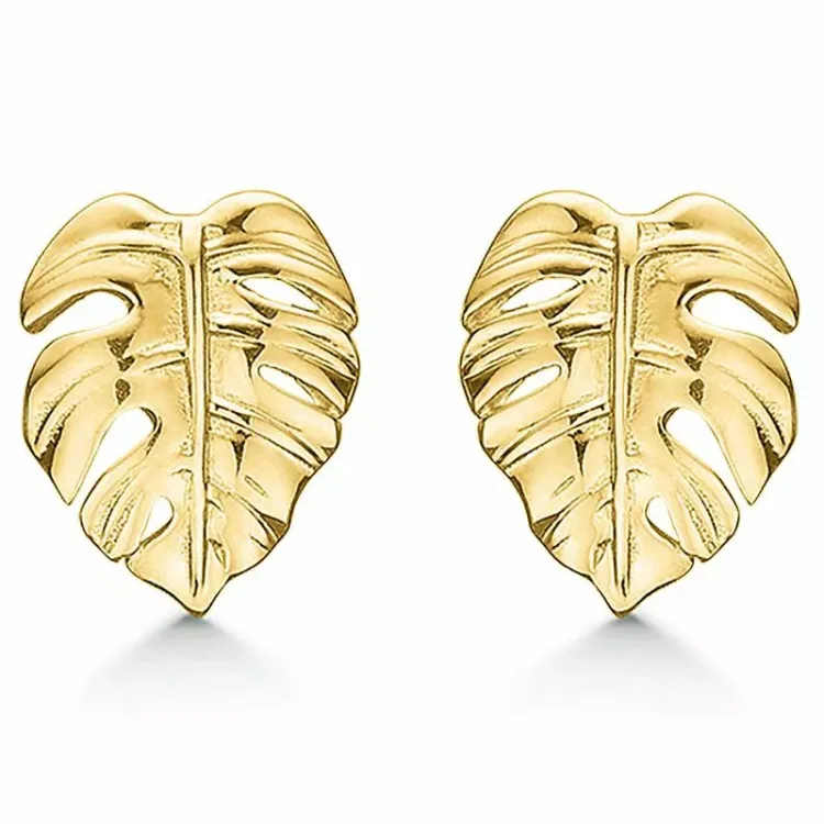 Støvring Design blad øreringe i 8 karat guld