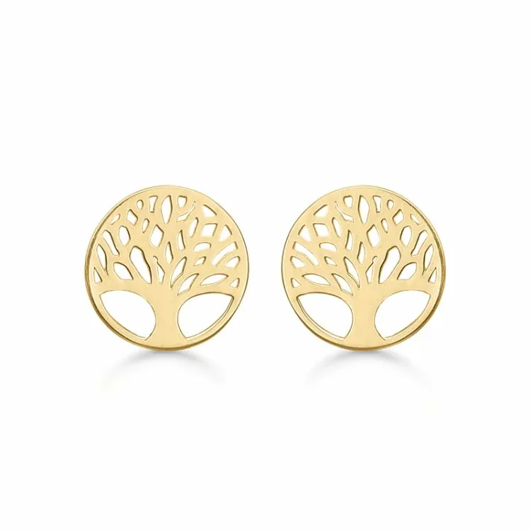6 mm Støvring Design livets træ øreringe i 14 karat guld