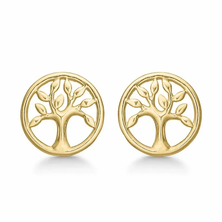 7,5 mm Støvring Design livets træ øreringe i 8 karat guld