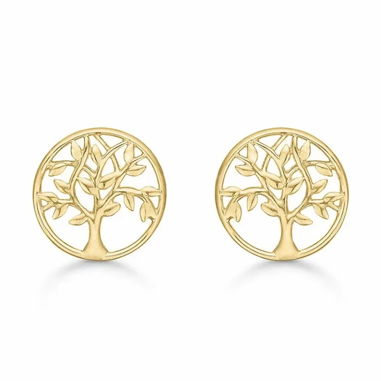 6,5 mm Støvring Design livets træ øreringe i 14 karat guld