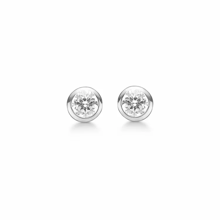 6 mm Støvring Design rund øreringe i sølv hvid zirkon